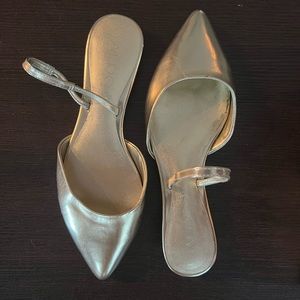 Aldo pointed toe sling back gold flat